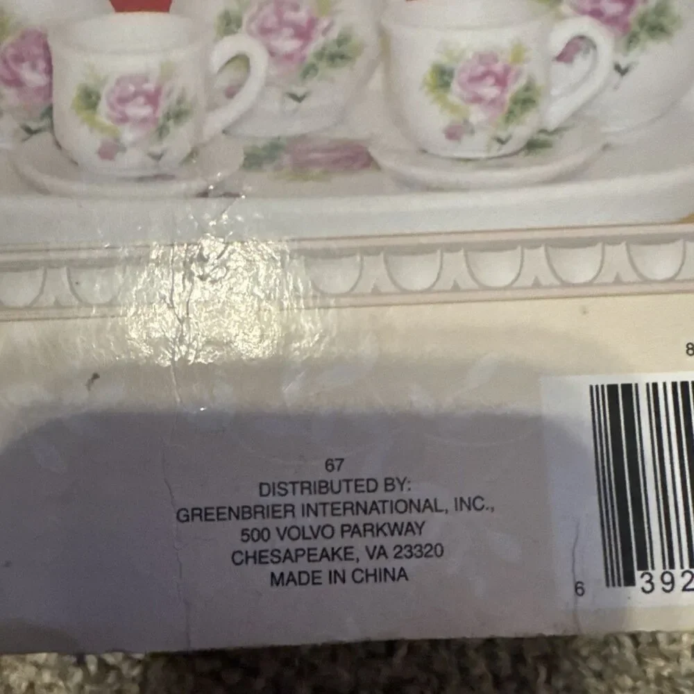 PORCELAIN FLORAL PARTY TEA SET FOR CHILDS MINIATURE BY GREENBRIER INT'L INC.